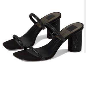 Dolce Vita Noles Rhinestone black sandals mules heels block sparkly